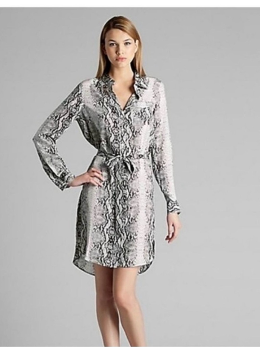 Amber Sun grey snake print  silk shirtdress